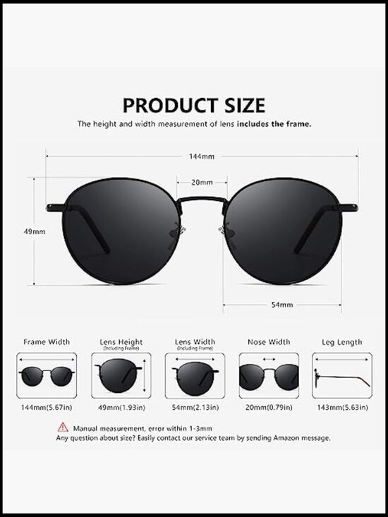 Metal Frame Polarized Round Sunglasses Vintage Style UV Protection main image 6